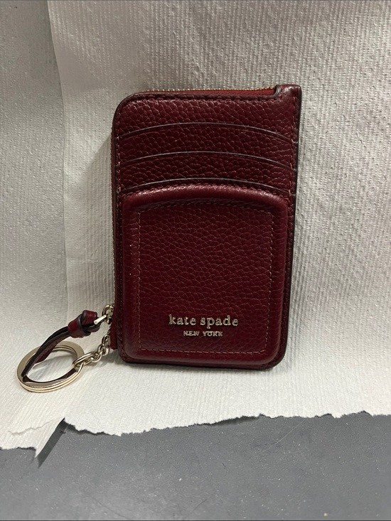 kate spade Accessories - EUC kate spade Deep Burgundy Knot  Leather Card Case with Keyring